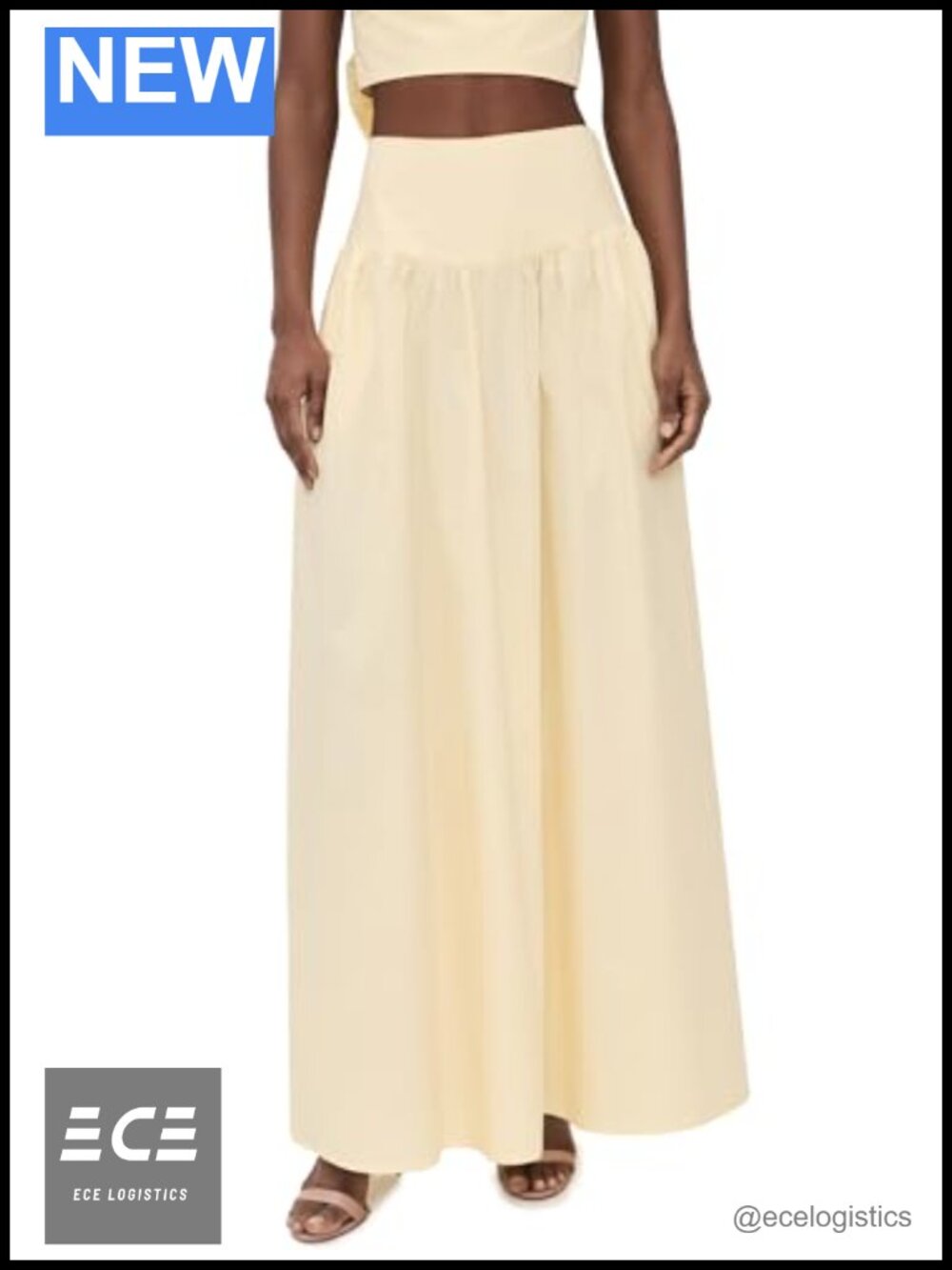 Poplin Dropped Waist Full A-Line Skirt